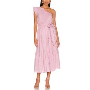 Karina Grimaldi Pauline Dress Purple Lavender One Shoulder Tiered Midi Dress XS